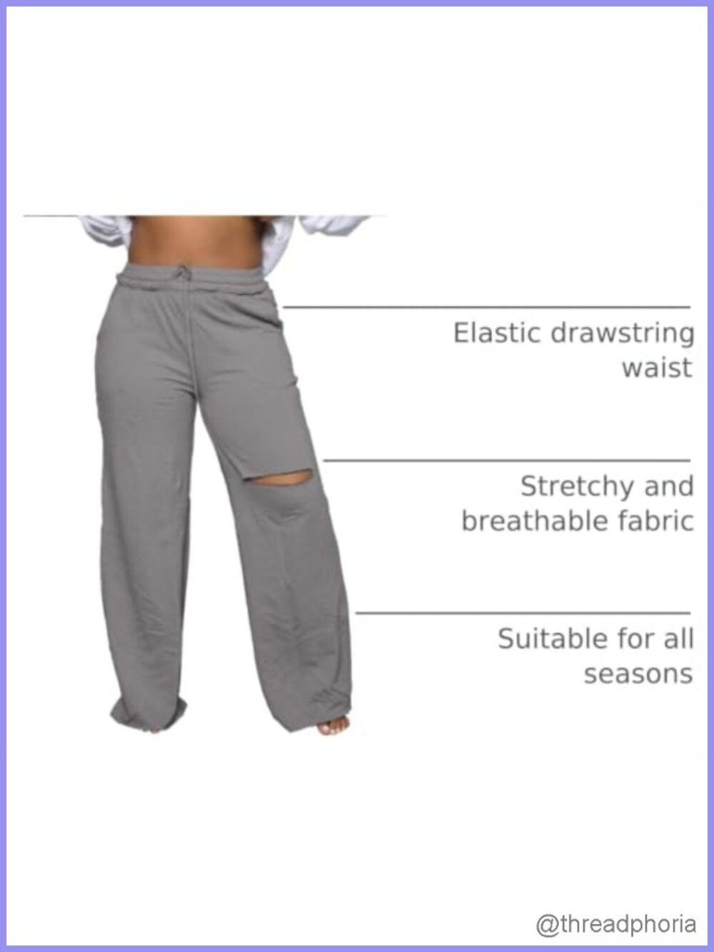Wide Leg Sweatpants for Women Drawstring Baggy Casual Lounge Pants with Pockets - Picture 3 of 5